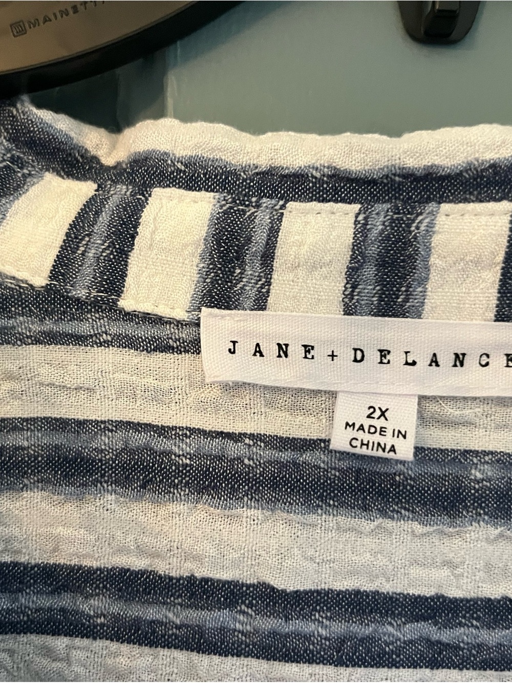 Jane and Delancey Blue and White Striped Button-Down Shirt - Picture 3 of 3